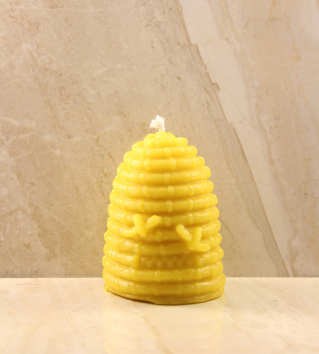 Skep with Bees Beeswax Candle 2.5